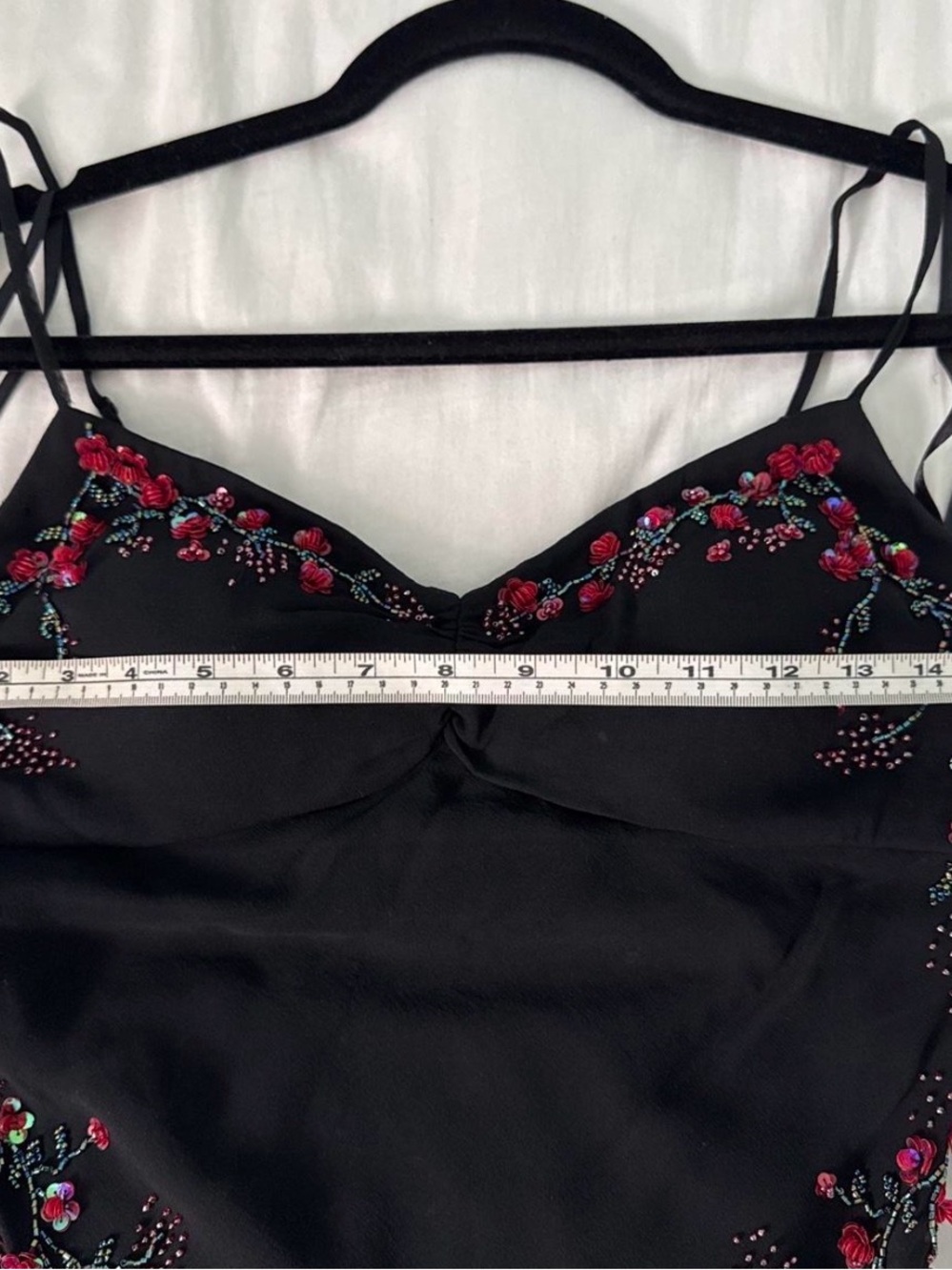 Black Floral Embroidered Slip Dress - Picture 8 of 9